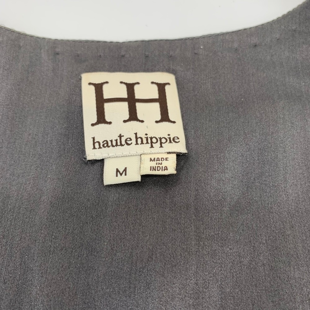 Haute Hippie Womens Gray Silk Sequin Crystal Embellished Cropped Bolero Vest M - Picture 4 of 12